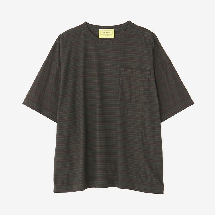CRAZY BORDER TEE - Recycled yarn - / BLACK | SEVEN BY SEVEN(セブン 