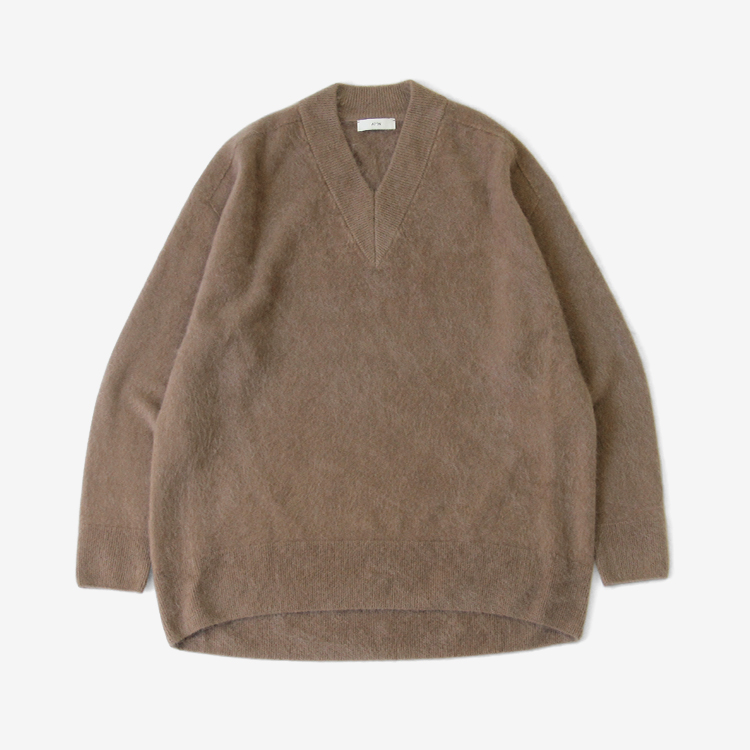 GARMET DYE CASHMERE V NECK SWEATER / BEIGE | ATON (WOMEN)(エイトン