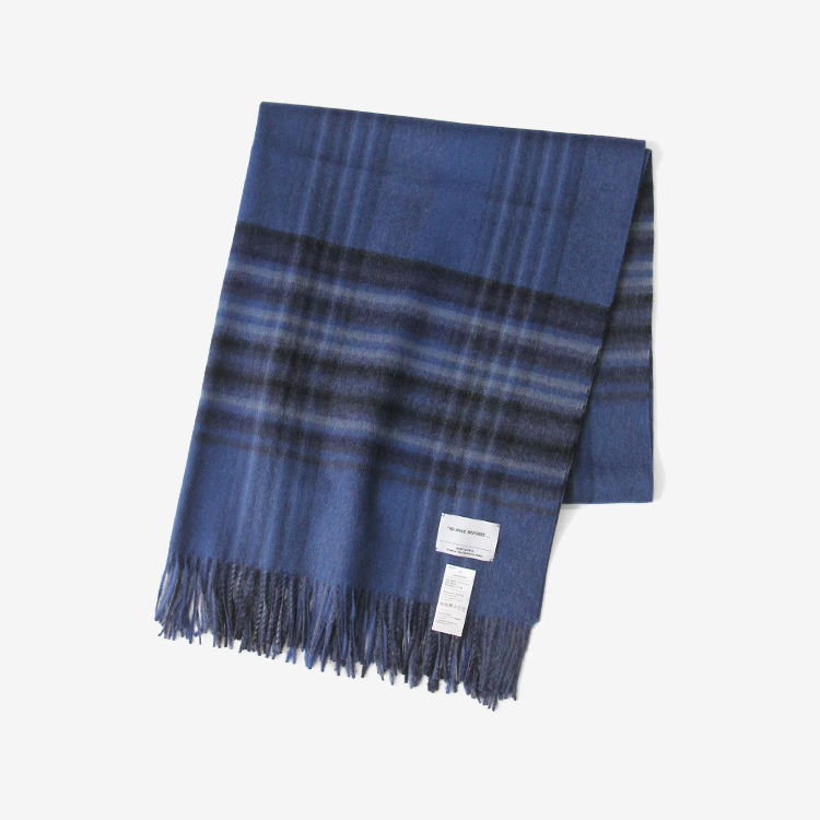 THE INOUE BROTHERS... / Large Brushed Stole / CHECKED NAVY