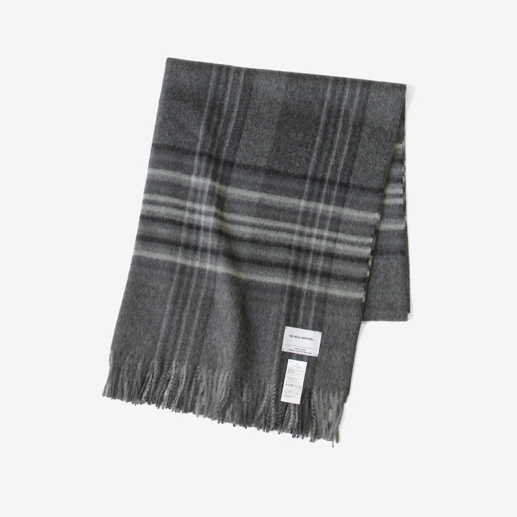 THE INOUE BROTHERS... / Large Brushed Stole / CHECKED BLACK