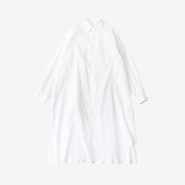  / Broad Regular Oversized Shirt Dress / WHITE