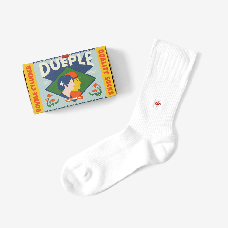 Dueple / REGULAR RIB SOCKS / WHITE JACK