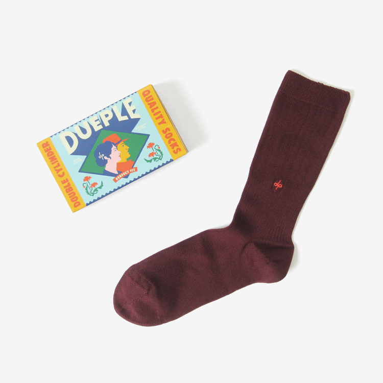 Dueple / REGULAR RIB SOCKS / BURGUNDY