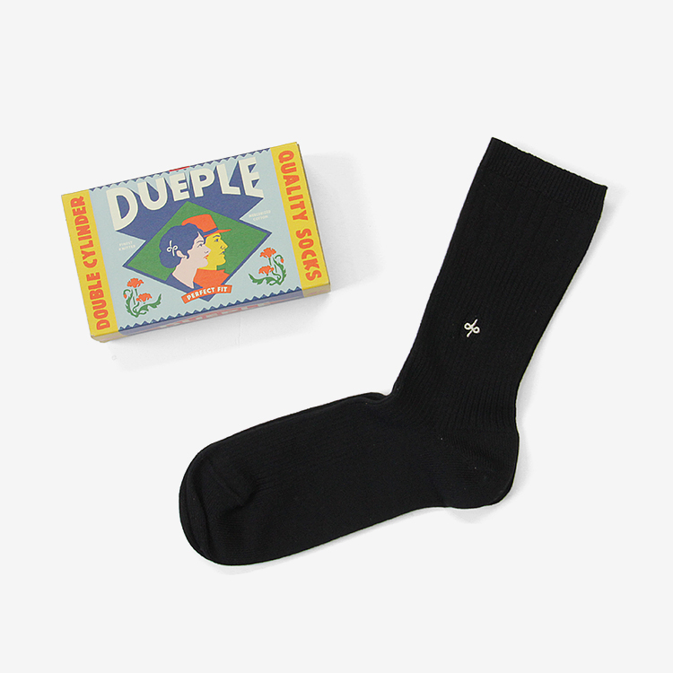 Dueple / REGULAR RIB SOCKS / BLACK STAR