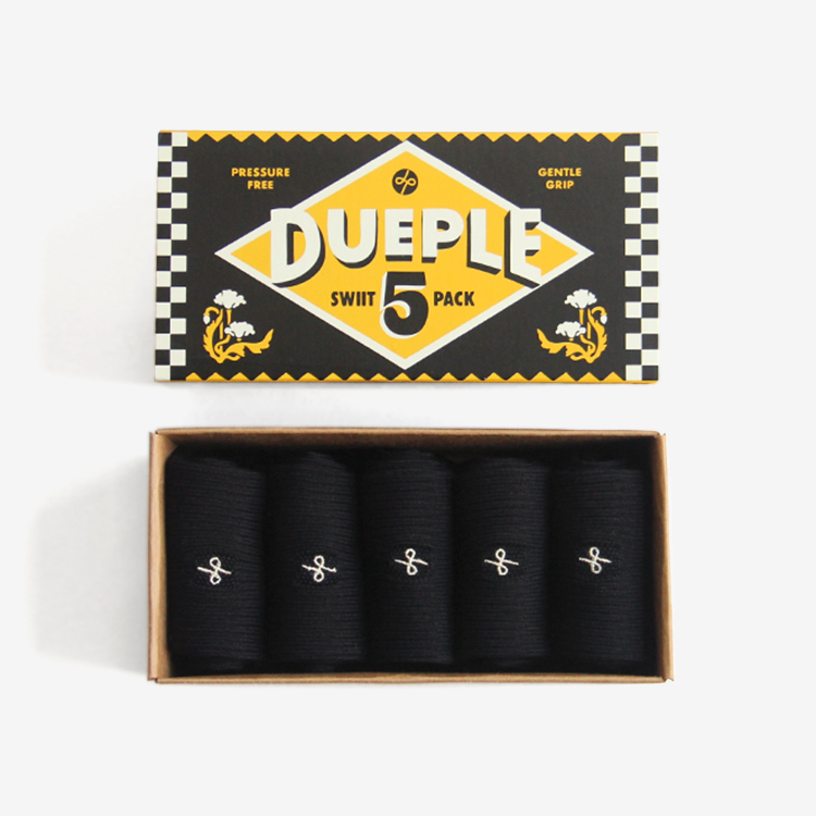 Dueple / 5PACK - REGULAR RIB SOCKS / BLACK STAR