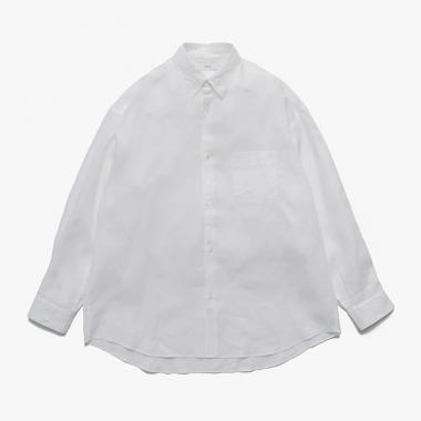 / Linen L/S Oversized Regular Collar Shirt / WHITE