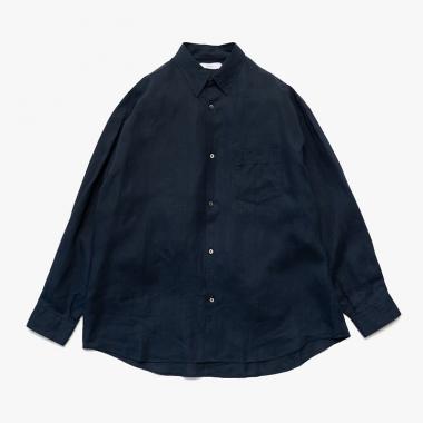  / Linen L/S Oversized Regular Collar Shirt / NAVY