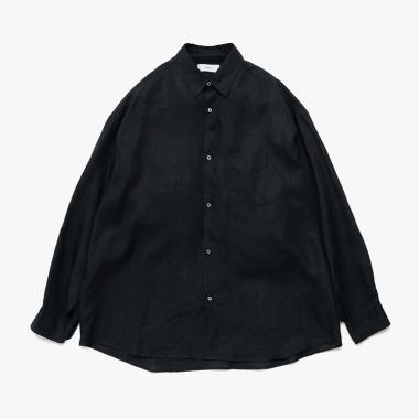 / Linen L/S Oversized Regular Collar Shirt / BLACK