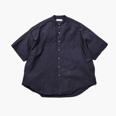  / Oxford S/S Oversized Band Collar Shirt / NAVY