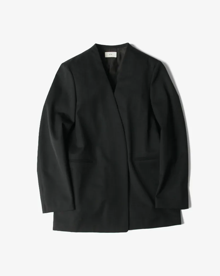 ATON (WOMEN) / COMPACT WOOL NO-COLLAR JACKET