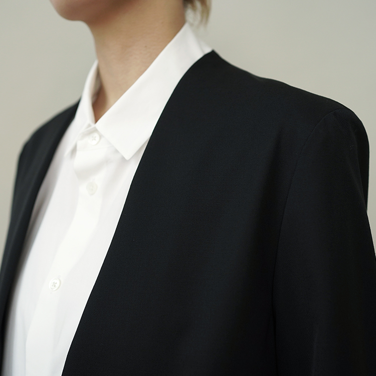 COMPACT WOOL NO-COLLAR JACKET | ATON (WOMEN)(エイトン COMPACT WOOL NO-COLLAR JACKET | ATON (WOMEN)(エイトン