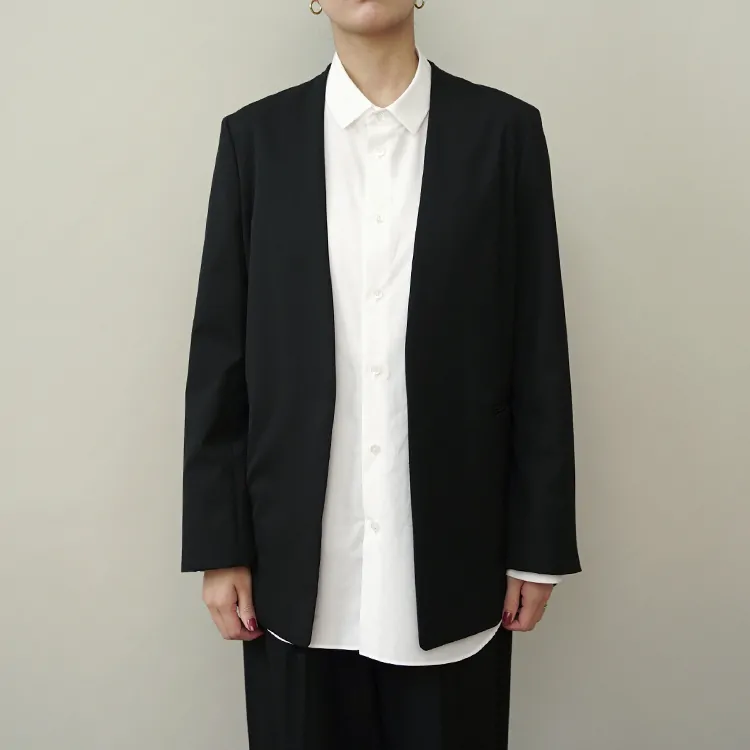 ATON (WOMEN) / COMPACT WOOL NO-COLLAR JACKET