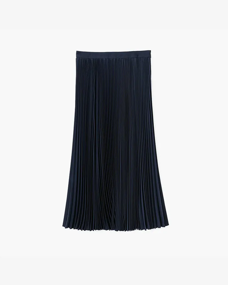 Graphpaper (WOMEN) / Satin Pleats Skirt / NAVY
