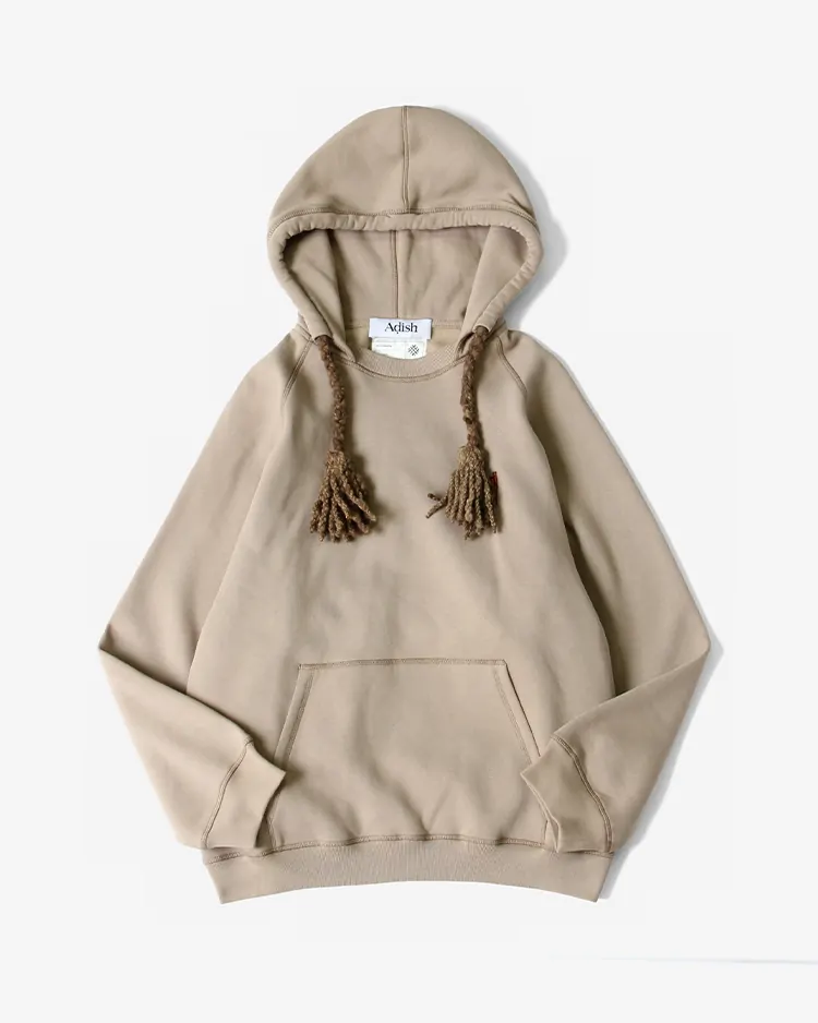 ADISH / Tatreez Logo Contrast Stitched Lakiya Hoodie / BEIGE