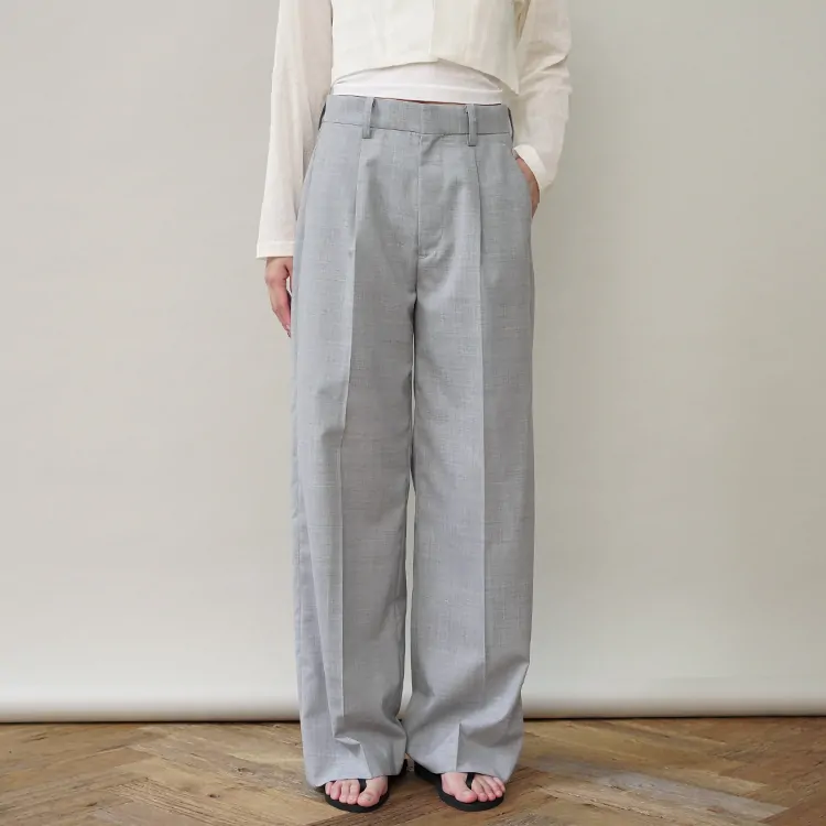 ZOE / tuck wide trosers / gray