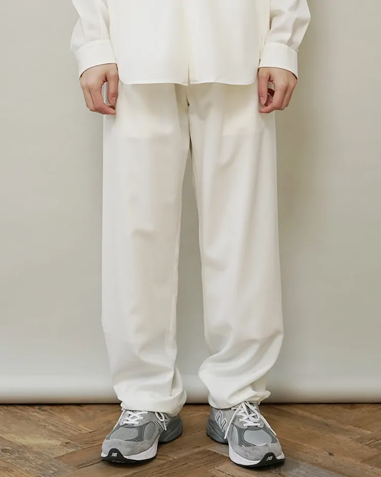 Dice&Dice / DRAW CHORDED EASY TROUSERS / WHITE