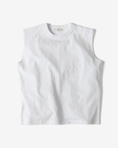 ATON (WOMEN) / DRY COTTON JERSEY NO-SLEEVE PULLOVER / WHITE