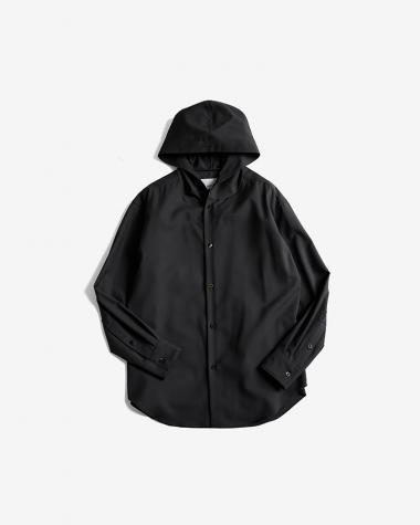  / Dropped Shoulder Top with Hood / BLACK(WOMEN)
