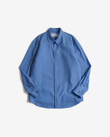  / Dropped Shoulder Top with Shirt Collar / BLUE