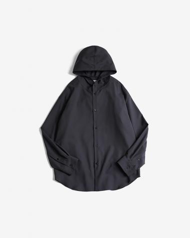  / Dropped Shoulder Top with Hood / CHARCOAL