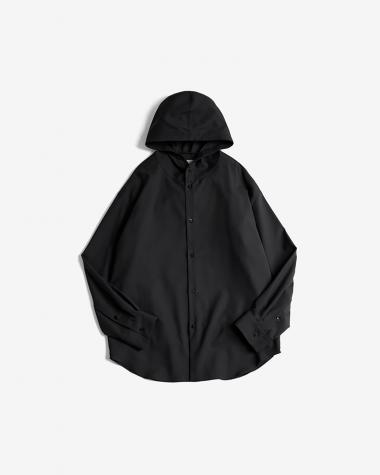  / Dropped Shoulder Top with Hood / BLACK