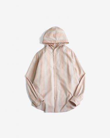  / Dropped Shoulder Top with Hood / PINK STRIPE