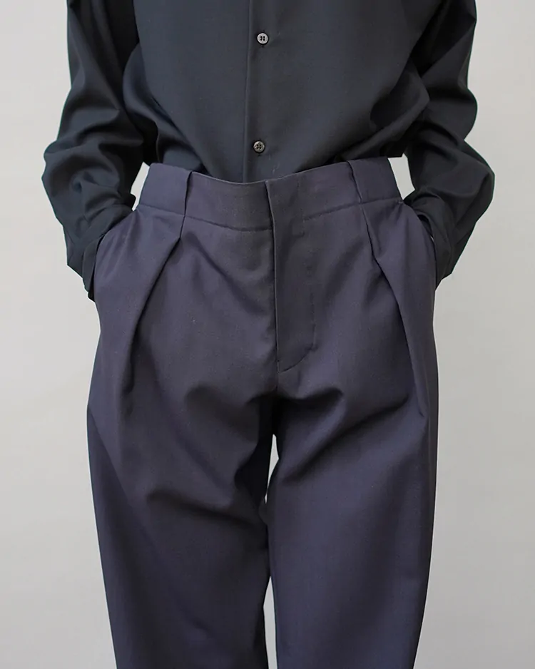 OVERCOAT / Pleated Trouser with Loops / Coal BLACK(WOMEN)