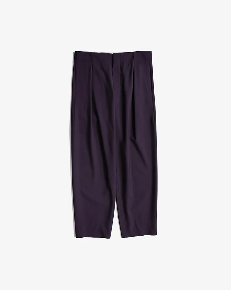 OVERCOAT / Pleated Trouser with Loops / PLUM