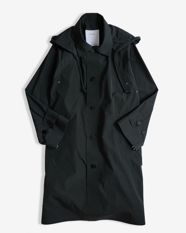 OVERCOAT / Raglan Sleeve Overcoat with Soutien Collar and Removable Hood / Forest Green
