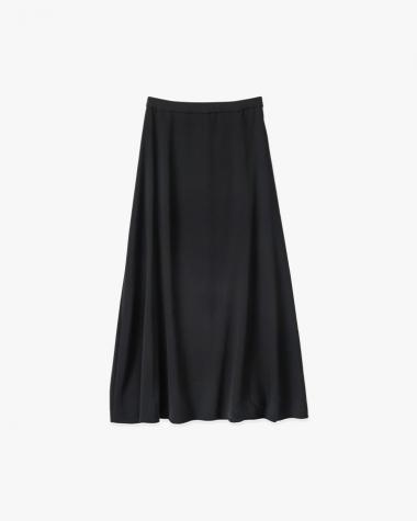  / Satin Flare Skirt / BLACK