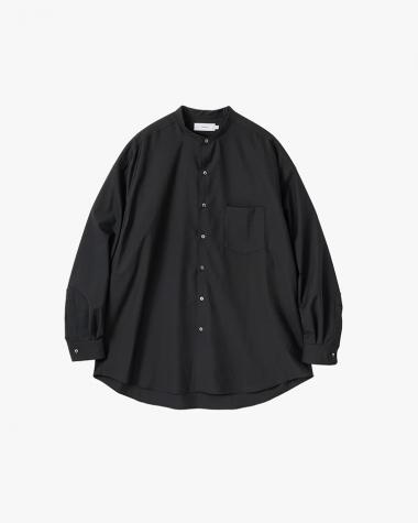  / Fine Wool Tropical Oversized Band Collar Shirt / BLACK