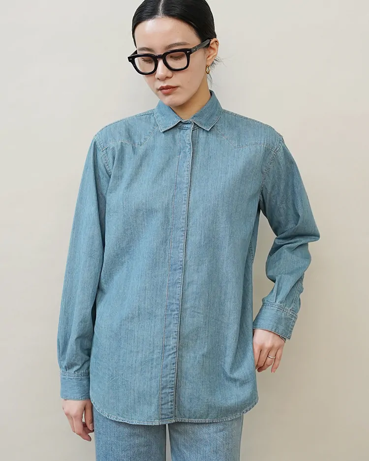 Tu es mon Tresor / The Turquoise Denim Shirt - Solid 3year (TEMT-SHRG002-3Y)
