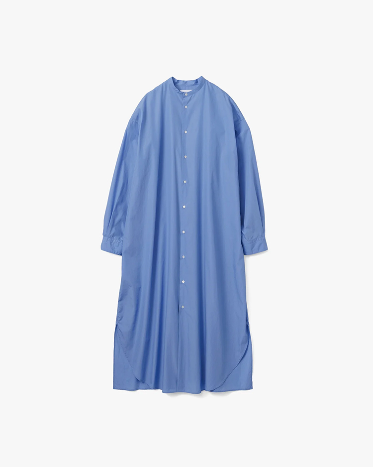 Graphpaper (WOMEN) / Broad Band Collar Oversized Shirt Dress / BLUE