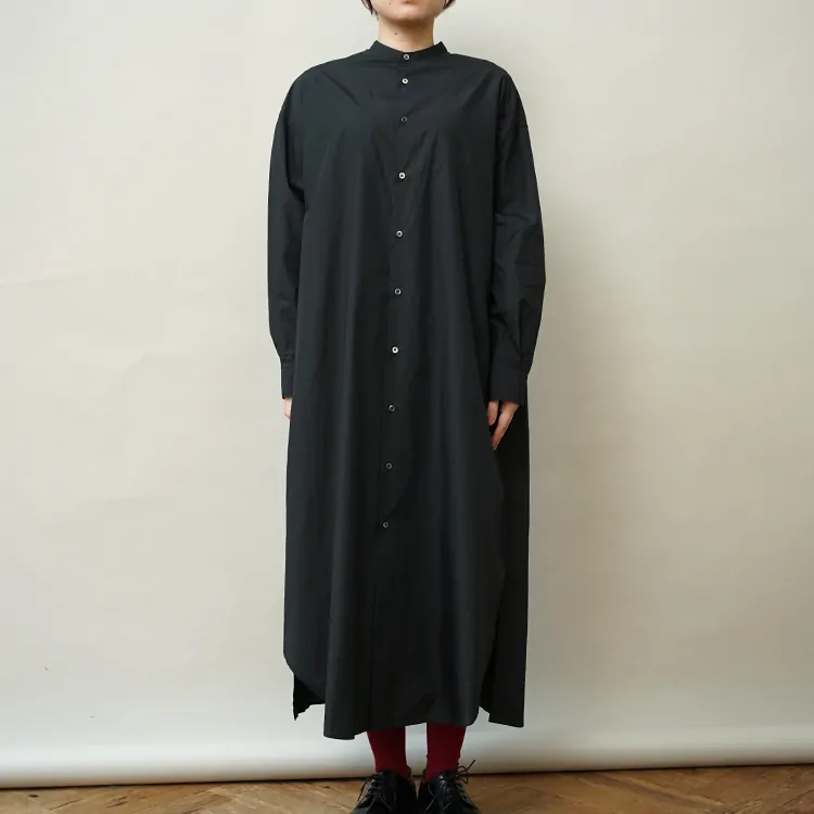 Graphpaper (WOMEN) / Broad Band Collar Oversized Shirt Dress / BLACK