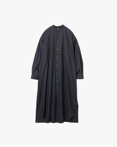  / Broad Band Collar Oversized Shirt Dress / BLACK