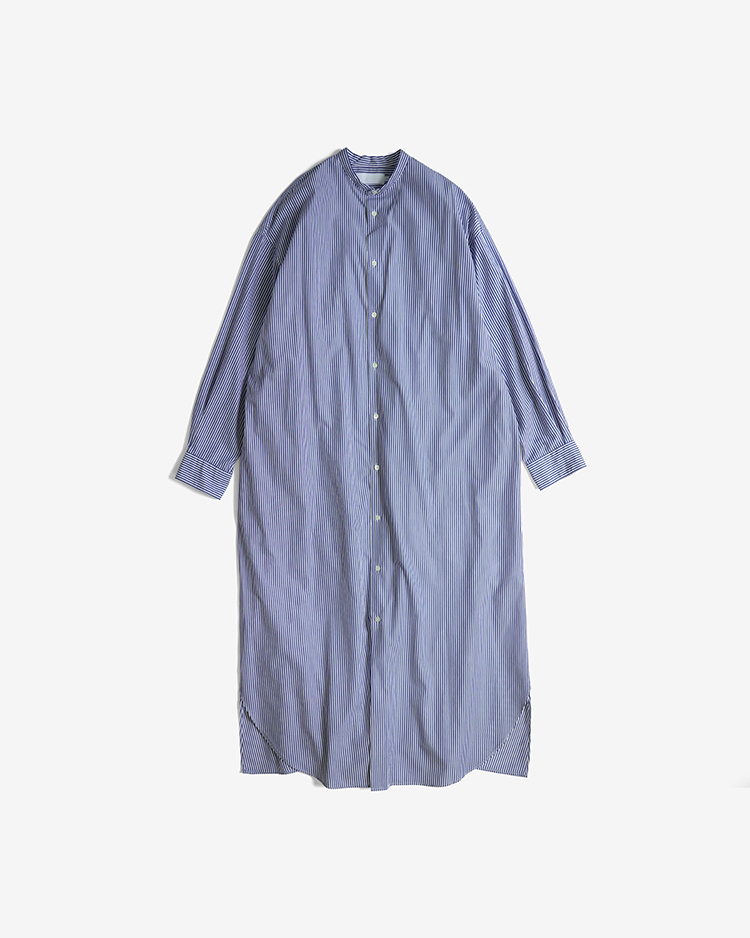 Graphpaper (WOMEN) / Broad Band Collar Oversized Shirt Dress / BLUE-ST