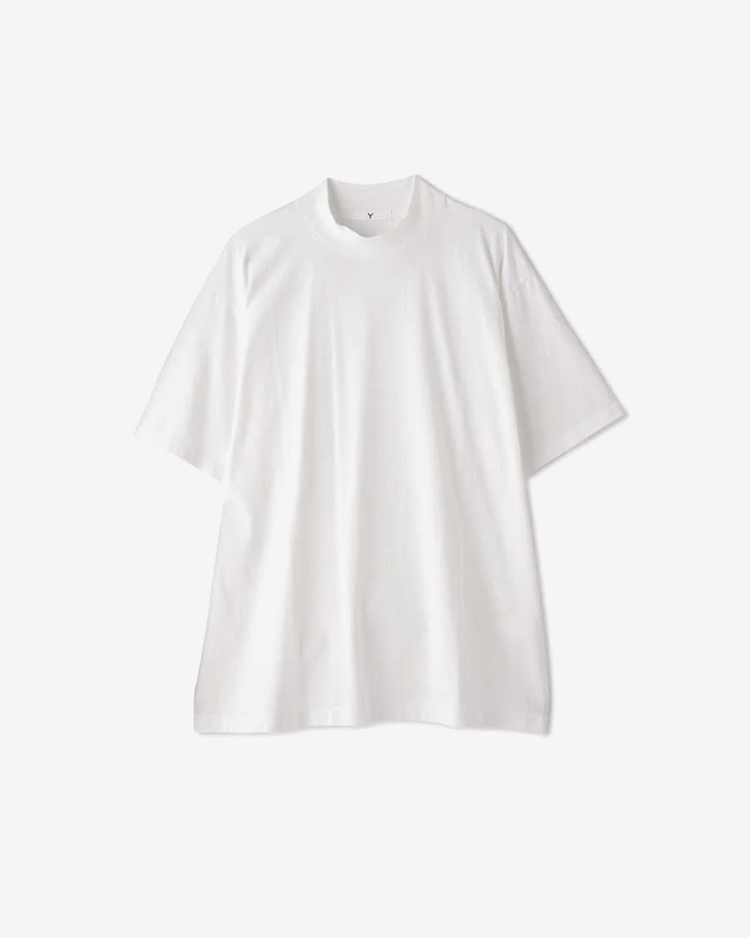 Y / ORGANIC COTTON JERSEY MOCK NECK S/S T / WHITE