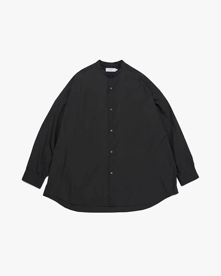 Graphpaper (MEN) / Broad L/S Oversized Band Collar Shirt / BLACK