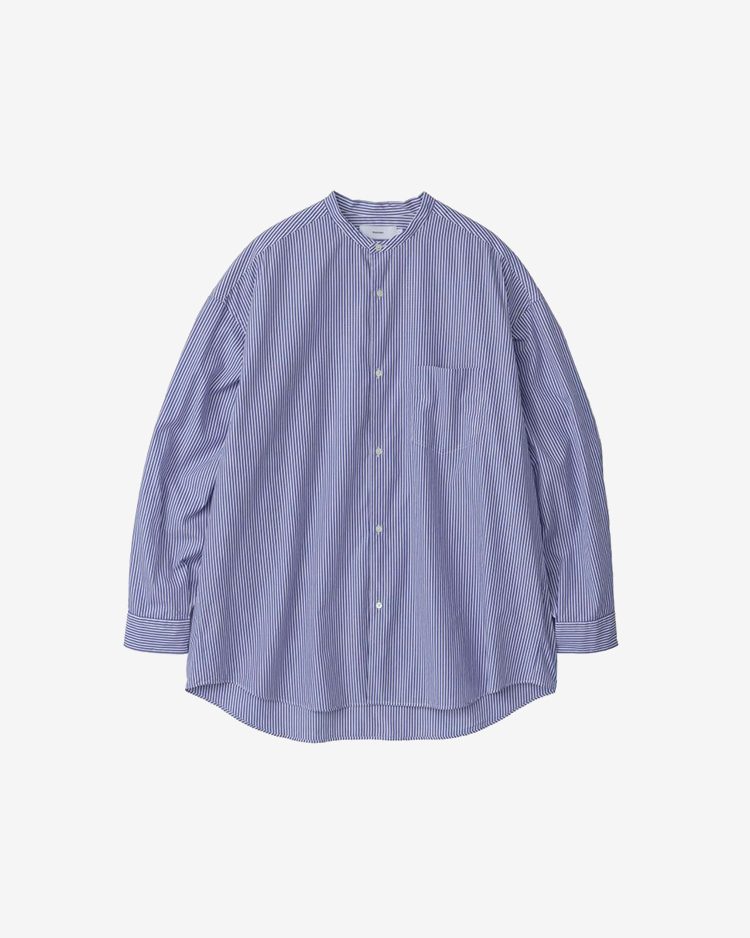 Graphpaper (MEN) / Broad Oversized L/S Band Collar Shirt / BLUE-ST