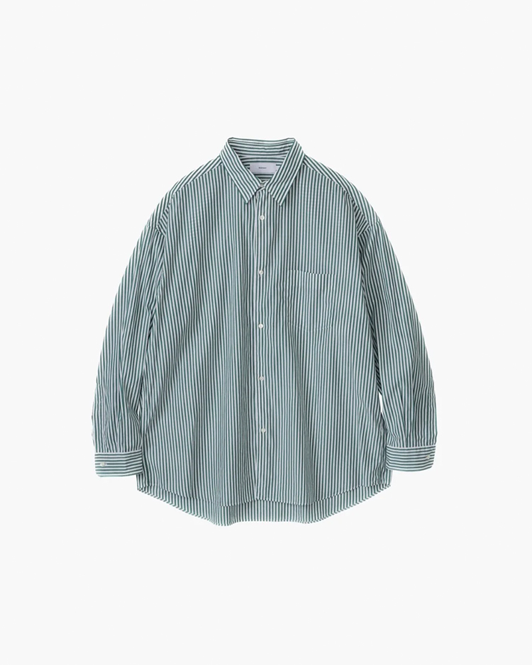 Graphpaper (MEN) / Broad L/S Oversized Regular Collar Shirt / GREEN-ST