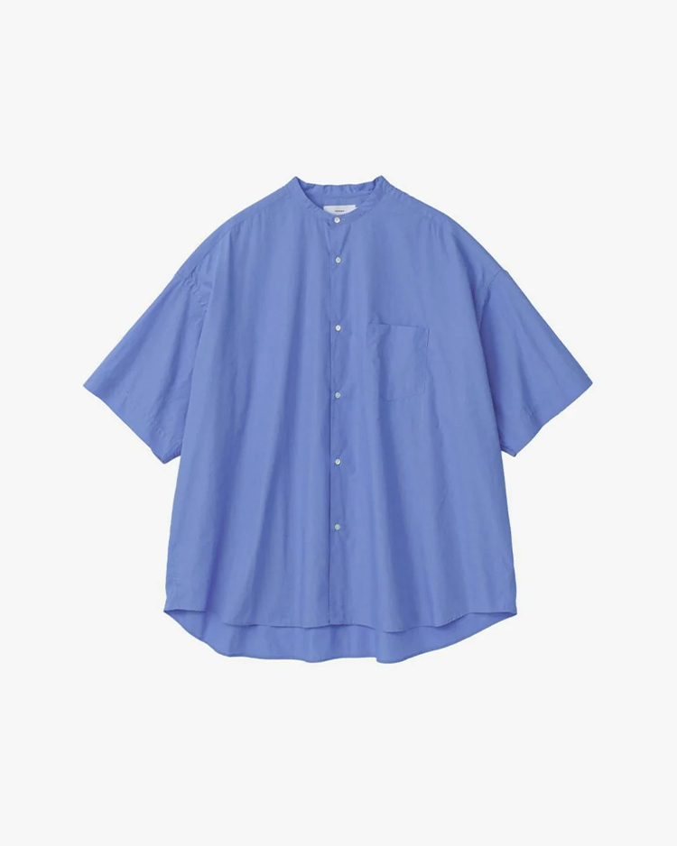 Graphpaper (MEN) / Broad S/S Oversized Band Collar Shirt / BLUE
