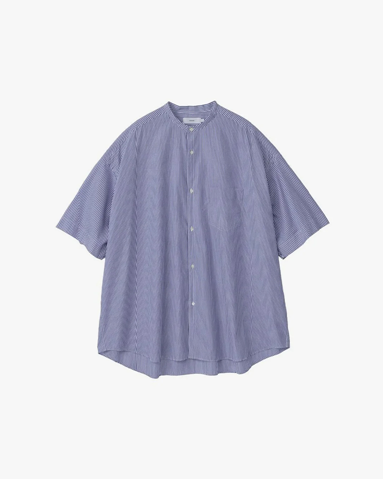 Graphpaper (MEN) / Broad S/S Oversized Band Collar Shirt / BLUE-ST