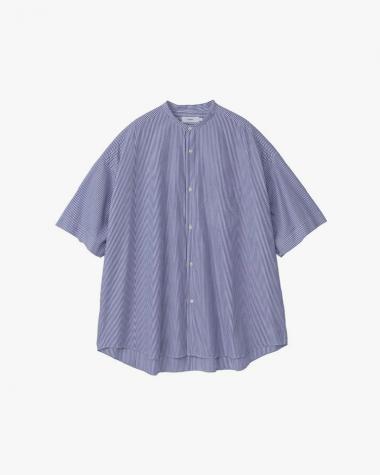  / Broad S/S Oversized Band Collar Shirt / BLUE-ST