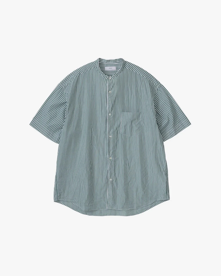 Graphpaper (MEN) / Broad S/S Oversized Band Collar Shirt / GREEN-ST