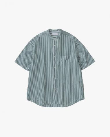  / Broad S/S Oversized Band Collar Shirt / GREEN-ST