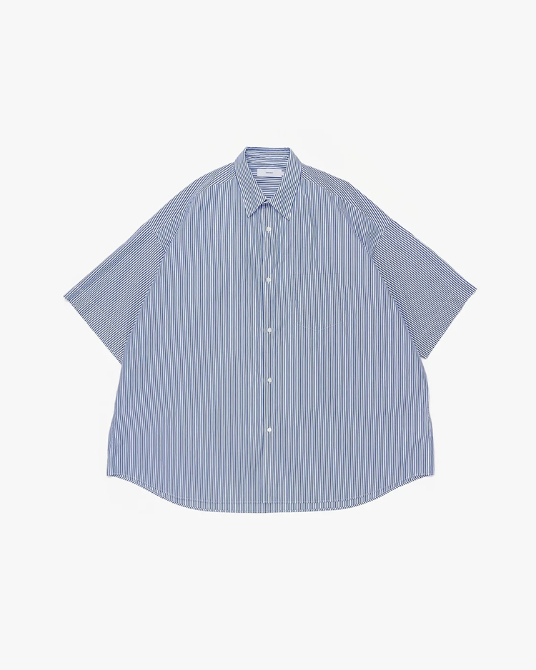 Graphpaper (MEN) / Broad S/S Oversized Regular Collar Shirt / BLUE-ST