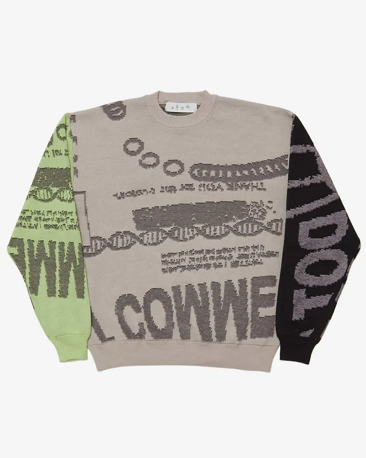 BAL / JACQUARD COTTON CREWNECK SWEATER / GRAY