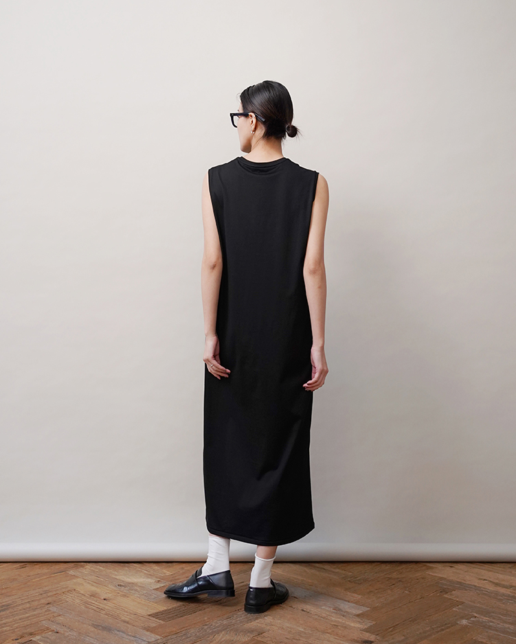 SUVIN 60/2 NO-SLEEVE DRESS / BLACK | ATON (WOMEN)(エイトン