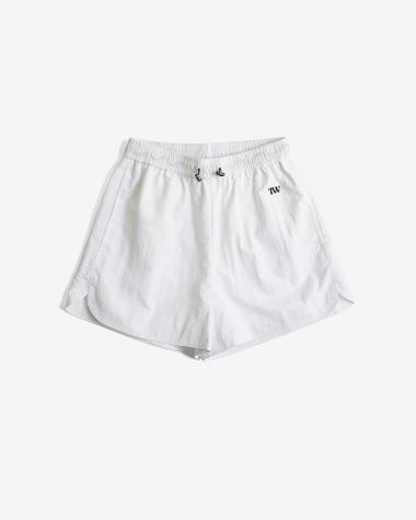  / Nylon Round Hem Shorts / WHITE