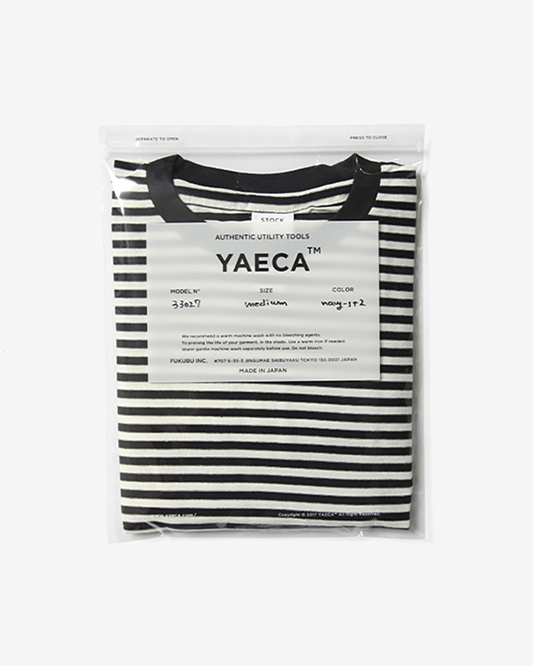 YAECA (MEN) / CREW NECK T-SHIRTS STRIPE S/S / NAVY-ST2